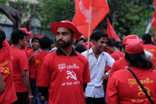 Kolkata India Září 2015 Lidé Protestující Proti Vládě Zvýšení Cen — Stock fotografie