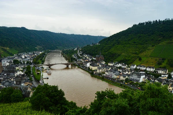 Moselle Nehri Cochem Almanya Sının Hava Görüntüsü — Stok fotoğraf