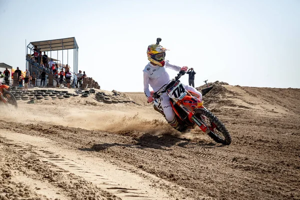 Dubai Emirados Arab Unidos Janeiro 2021 Pilotos Motocross Corridas Areia — Fotografia de Stock