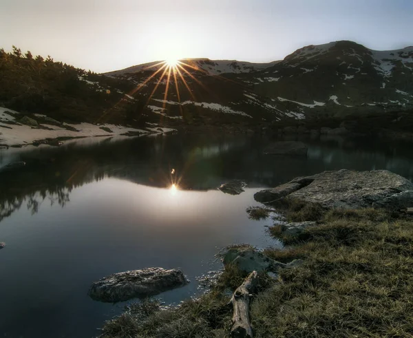 Вид Озеро Долині Мадріу Перефіта Клар Під Час Заходу Сонця — стокове фото