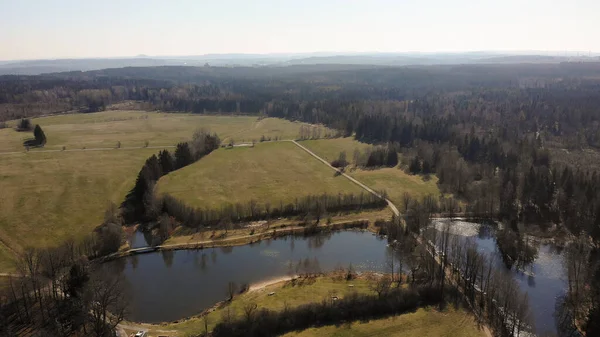 Letecký Pohled Krajinu Krásnou Zelení Lesy Německu — Stock fotografie