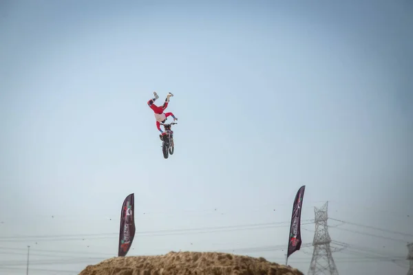 Dubai Emiratos Árabes Unidos Ene 2021 Motocross Freestyle Riders Motorbikes — Foto de Stock