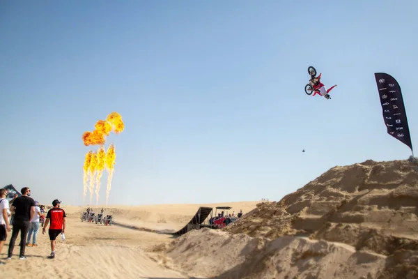 Dubai Förenade Arab Emirater Jan 2021 Motocross Freestyle Ryttare Och — Stockfoto