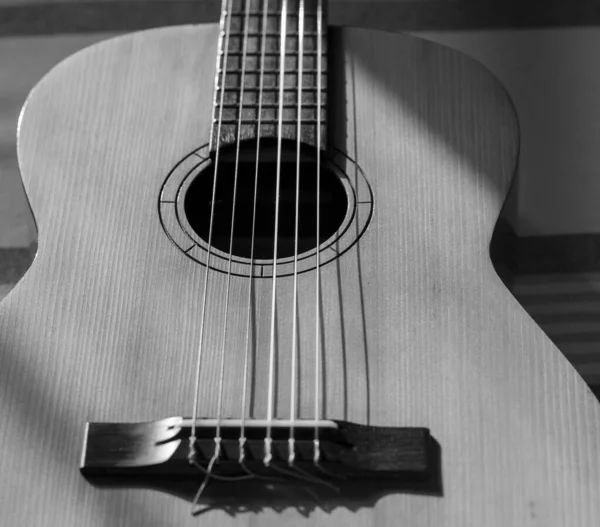 Сірий Знімок Акустичної Гітари — стокове фото