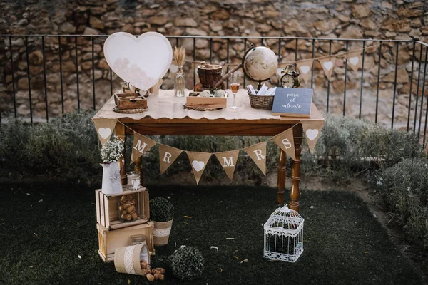 Prachtig Uitzicht Een Traditionele Spaanse Bruiloft Decoratie Het Balkon — Stockfoto