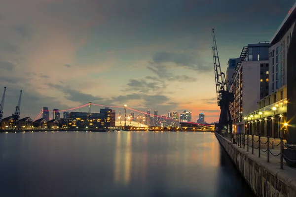 Londres Reino Unido Sep 2020 Crepúsculo Royal Victoria Docks Con — Foto de Stock