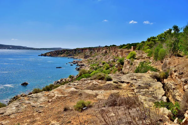 Mellieha Malta Sep 2015 Cliffs Rock Faults Ahrax Tal Mellieha — 图库照片