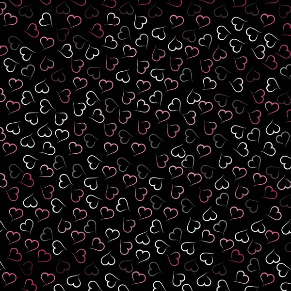 Illustration Abstract Red White Toned Hearts Black Background — Stock Photo, Image