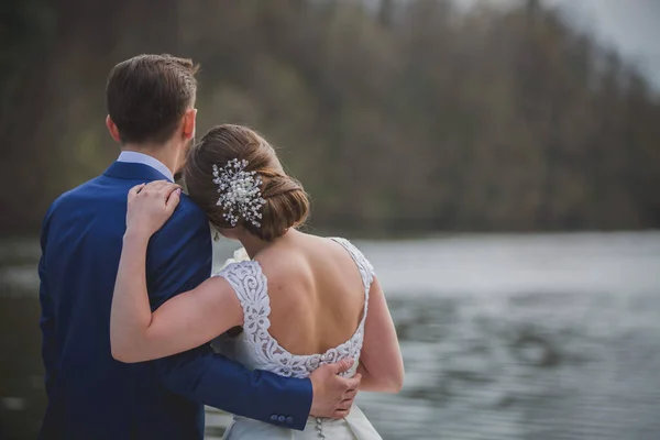 Gros Plan Marié Une Mariée Jour Leur Mariage — Photo