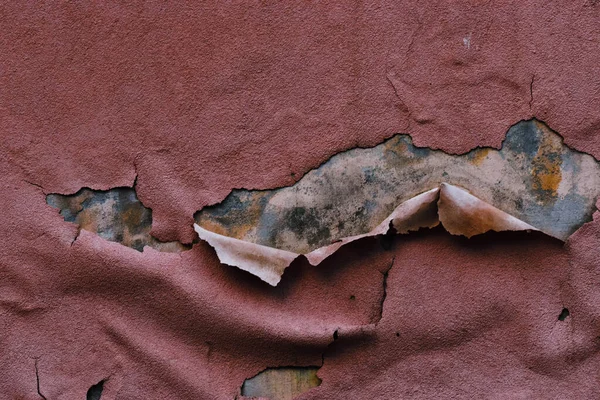 Closeup Shot Old Torn Scratched Red Exterior Wall — Stock Photo, Image