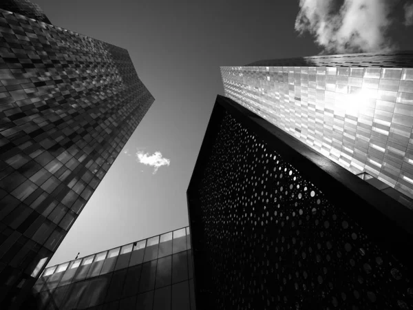 Blocs Bureaux Centre Ville Noir Blanc — Photo