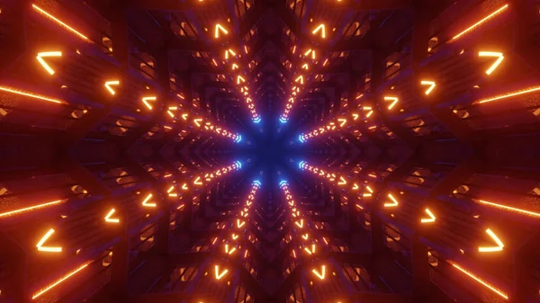 Rendering Futuristic Background Geometric Shapes Led Lights — Stock Photo, Image