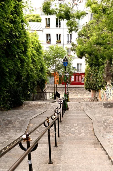 Paříž Francie Dubna 2021 Prázdné Schody Paříži Kopci Montmartre — Stock fotografie