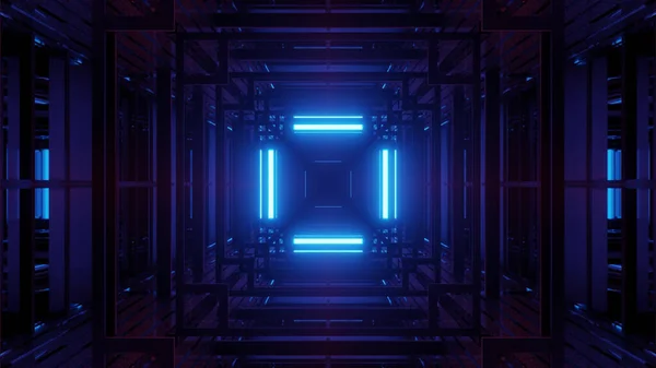 Ein Rendering Cooler Futuristischer Kaleidoskopischer Muster Hintergrund Leuchtenden Neonblauen Farben — Stockfoto