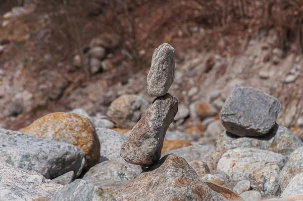 Eine Nahaufnahme Aus Gestapelten Steinen Schweizer Alpen Schweiz — Stockfoto