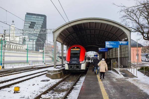 Poznan Polen Januar 2018 Menschen Gehen Einem Kalten Tag Einer — Stockfoto
