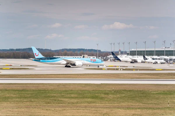 Munich Alemanha Abr 2021 Tui Aircraft Munich Airport Devido Coronavírus — Fotografia de Stock