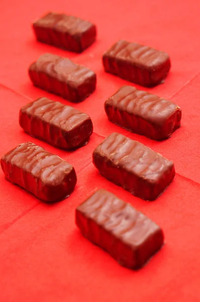 Poznan Polen Nov 2014 Chocoladeblokken Met Een Zacht Rood Papier — Stockfoto