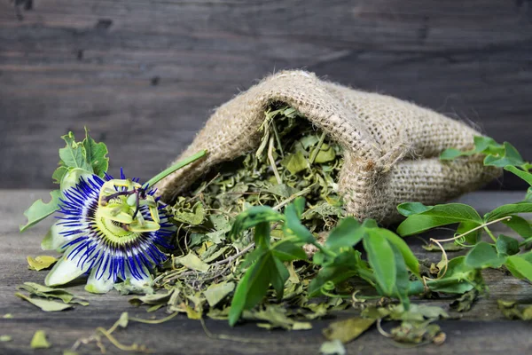 Flores Secas Hojas Pasiflora Maracuyá Para Beber Sedante Como Medicina — Foto de Stock