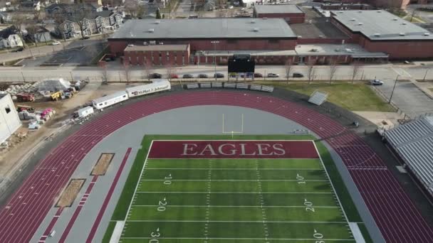 Vista Aérea Universidade Wisconsin Crosse Futebol Universitário Estádio Atletismo — Vídeo de Stock