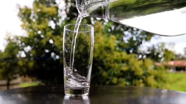 Glas Mit Kaltem Grünen Saft — Stockvideo