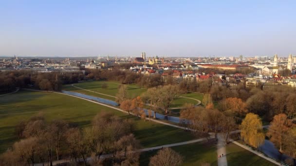 Luchtfoto Van Het Stadspark — Stockvideo