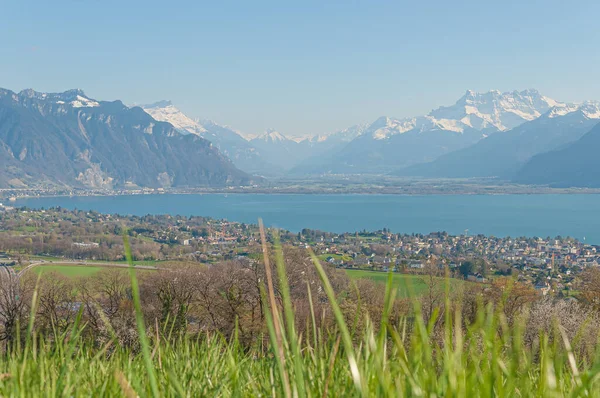 Sviçre Corsier Den Sviçre Alpleri Nin Altındaki Cenevre Gölü Montreux — Stok fotoğraf