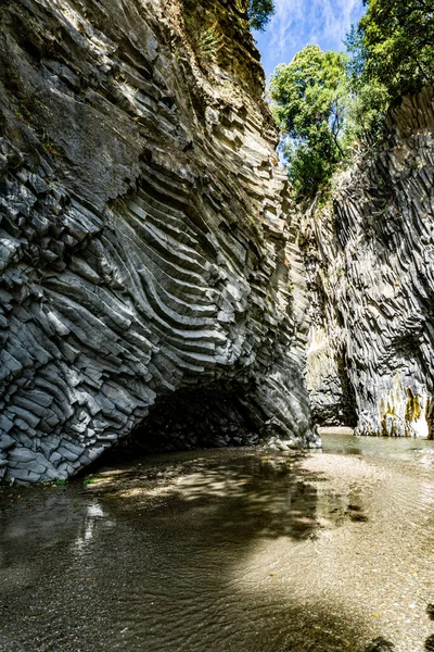 Gole Dell Alcantara Messina Sizilien Italien Fluss Und Höhle Mit — Stockfoto