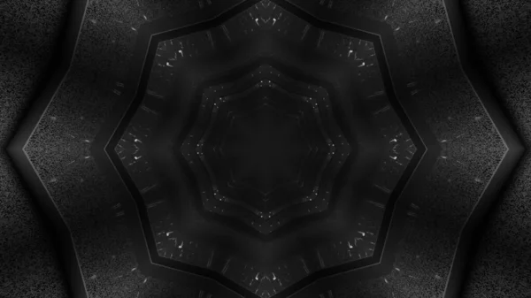 Renderelés Hűvös Futurisztikus Kaleidoszkópos Minták Háttér Fekete Színekben — Stock Fotó