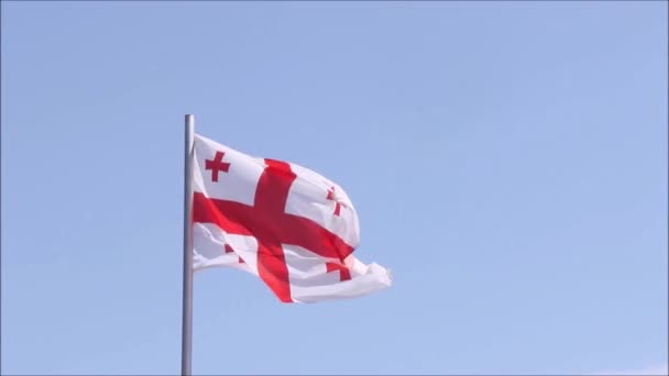 Primer Plano Bandera Georgia Aire Durante Día Imágenes Alta Definición — Vídeo de stock