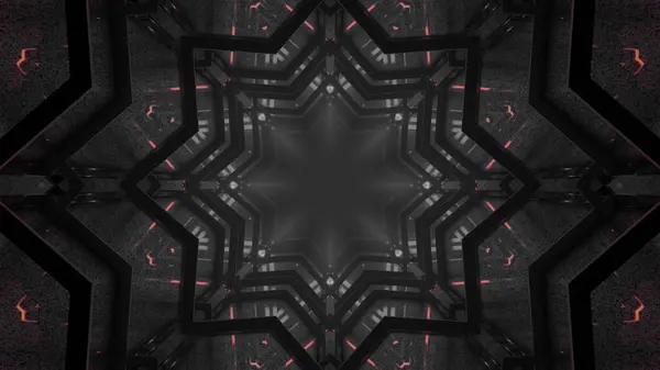 Renderelés Hűvös Futurisztikus Kaleidoszkópos Minták Háttér Fekete Fehér Színekben — Stock Fotó