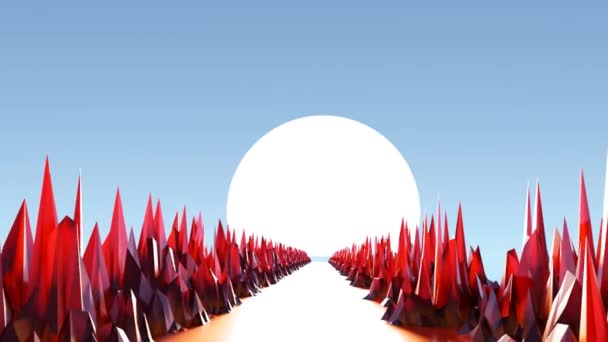 Fond Abstrait Mouvement Avec Soleil Cristaux Rouges Des Deux Côtés — Video