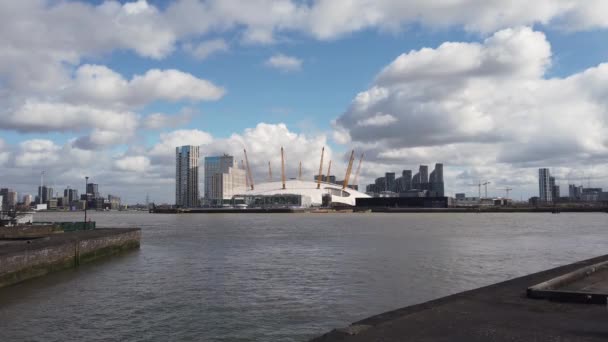 Millennium Dome London Londoner Stadtbild Mit Themse Und Arena — Stockvideo