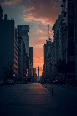 CABA, ARGENTINA - Mar 12, 2021: Sunset in Buenos Aires Downtown clipart