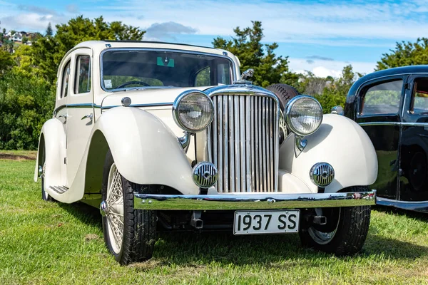 Auckland New Zealand Nisan 2021 1937 Beyaz Jaguar Salonu Klasik — Stok fotoğraf