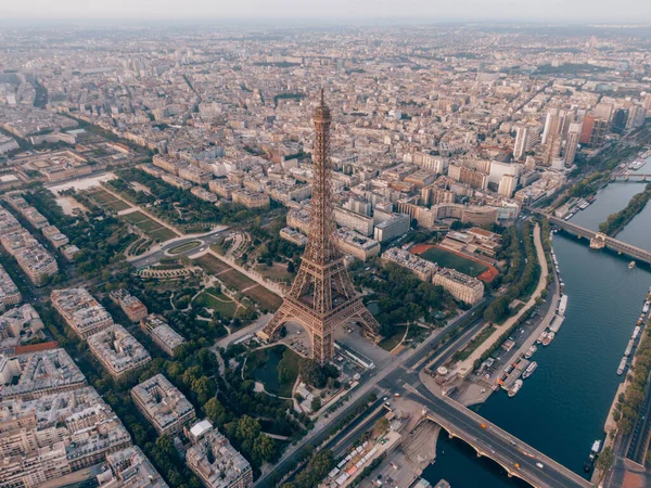 Una Vista Aérea Del Paisaje Urbano París Después Del Amanecer — Foto de Stock