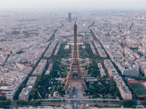 Una Vista Aérea Del Paisaje Urbano París Después Del Amanecer — Foto de Stock