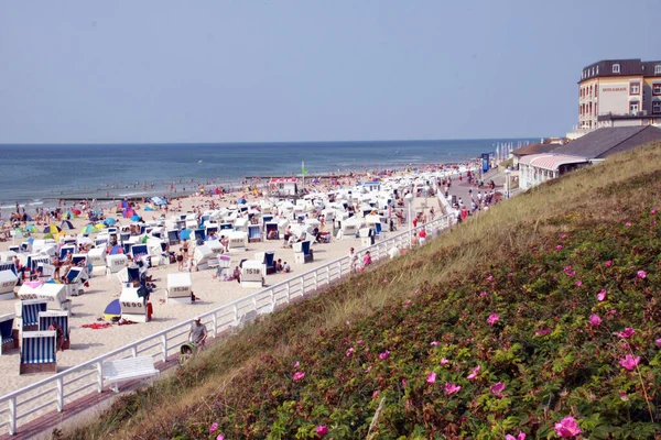 Westerland Alemanha Jul 2015 Praia Principal Westerland Sylt Com Dunas — Fotografia de Stock