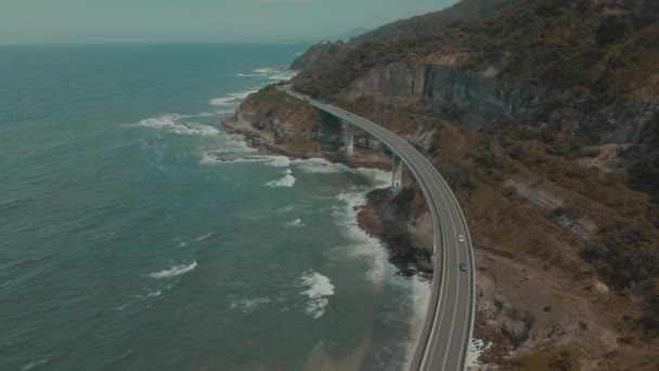 Letím Nad Mostem Sea Cliff Austrálii Hladké Uklidňující Pohyby — Stock video