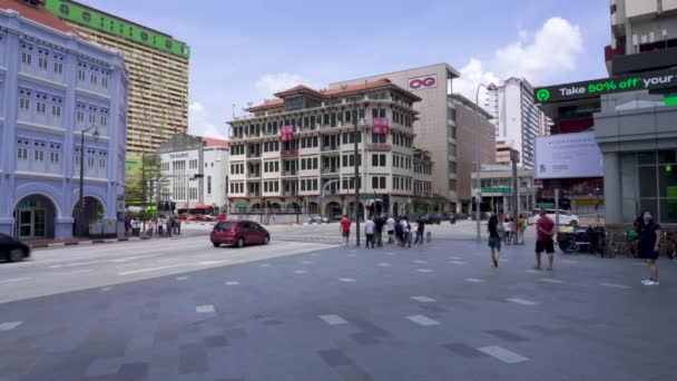 Pessoas Andando Centro Singapura Chinatown — Vídeo de Stock