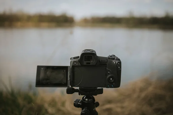 Brcko Bósnia Herzegovina Abril 2021 Tiros Câmera Sem Espelho Tripé — Fotografia de Stock