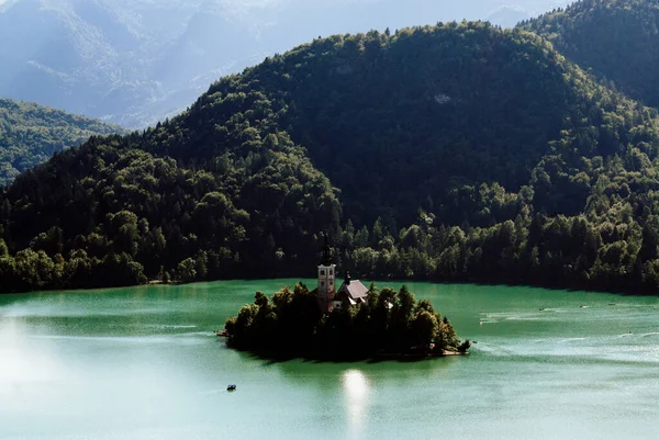 Magnifique Paysage Straza Colline Dessus Lac Bled Bled Slovénie — Photo