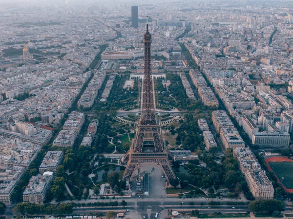 Una Vista Aérea Del Paisaje Urbano París Después Del Amanecer — Foto de Stock