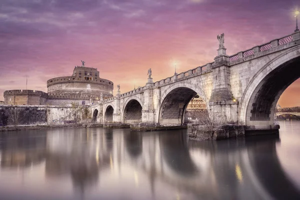 Castillo San Angelo Puente Sobre Río Tíber Roma Italia —  Fotos de Stock