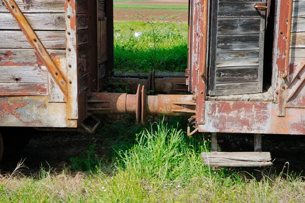 Old Train Old Wagon Rusty Wagon Wheels Abandoned Station Train — Stock Photo, Image