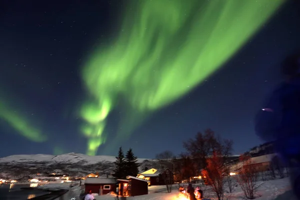 Tromso Norway Feb 2018 Amazing Northern Lights Scandinavia — Stock Photo, Image