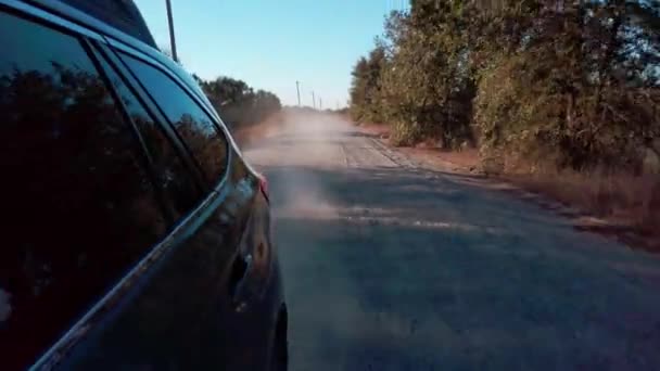 田舎道を走る車の後ろの部分 — ストック動画