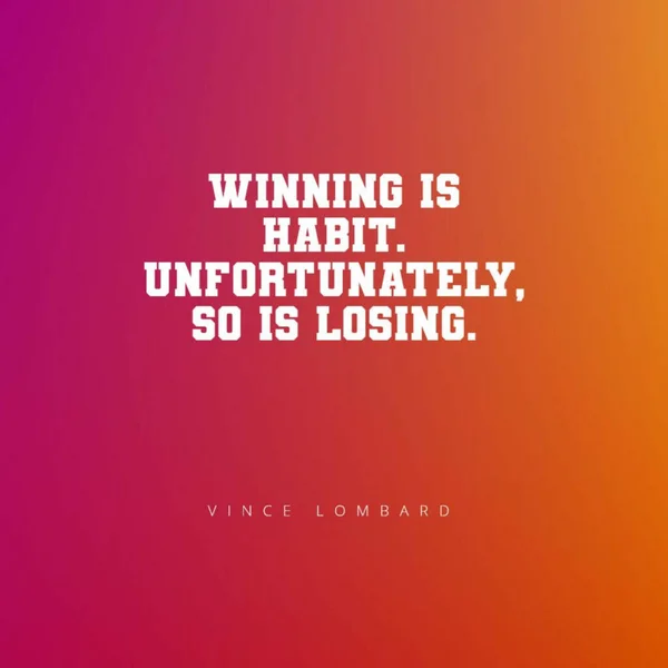 Quote Winning Habit Unfortunately Losing Vince Lombard Golden Pink Background — Stock Photo, Image