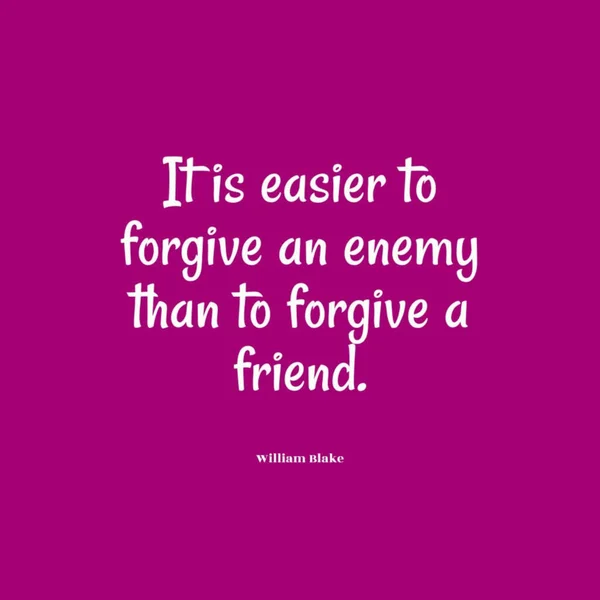 Quote William Blake Easier Forgive Enemy Forgive Friend Pink Background — Stock Photo, Image