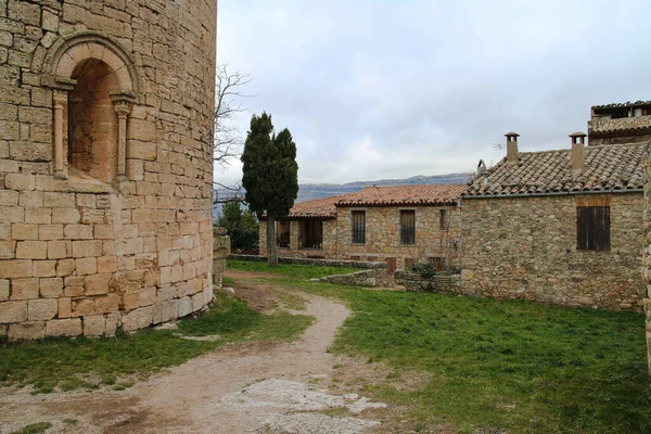 Colpo Mattoni Edifici Pietra Con Cortile Verde Mezzo — Foto Stock